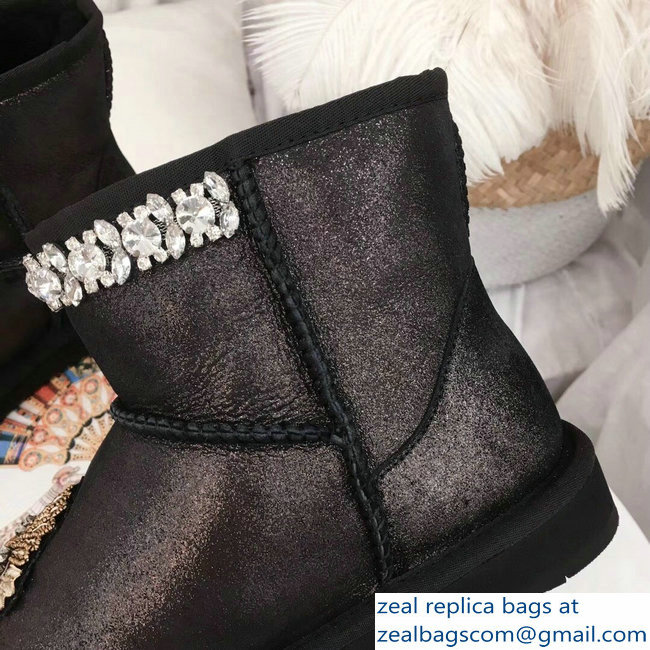 Dolce  &  Gabbana Heel 3cm Ankle Boots Black Crystals 03 2018